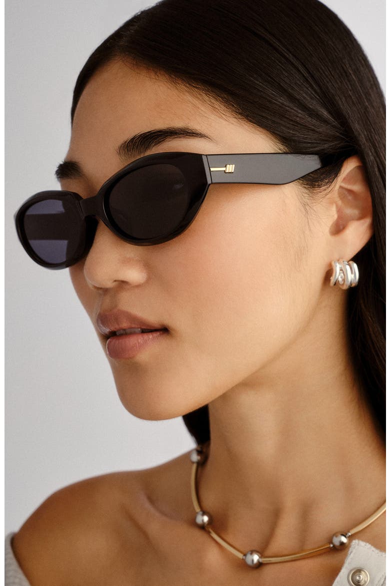 Le Bijou 55mm Oval Sunglasses, Alternate, color, BLACK / SMOKE MONO
