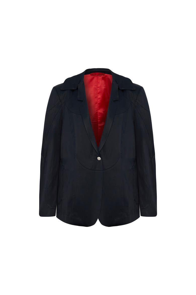 Linen & Cotton Blend Shiny Woven Men Blazer Jacket, Main, color, BLACK