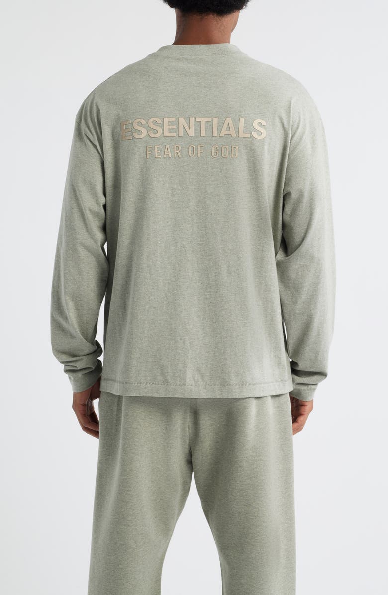 Fear of God Essentials Classic Fit Long Sleeve Logo Graphic T-Shirt, Alternate, color, Concrete Heather