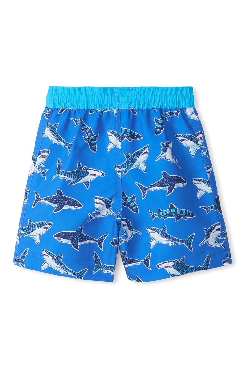 Kids' Shark Print Swim Trunks, Alternate, color, BLUE