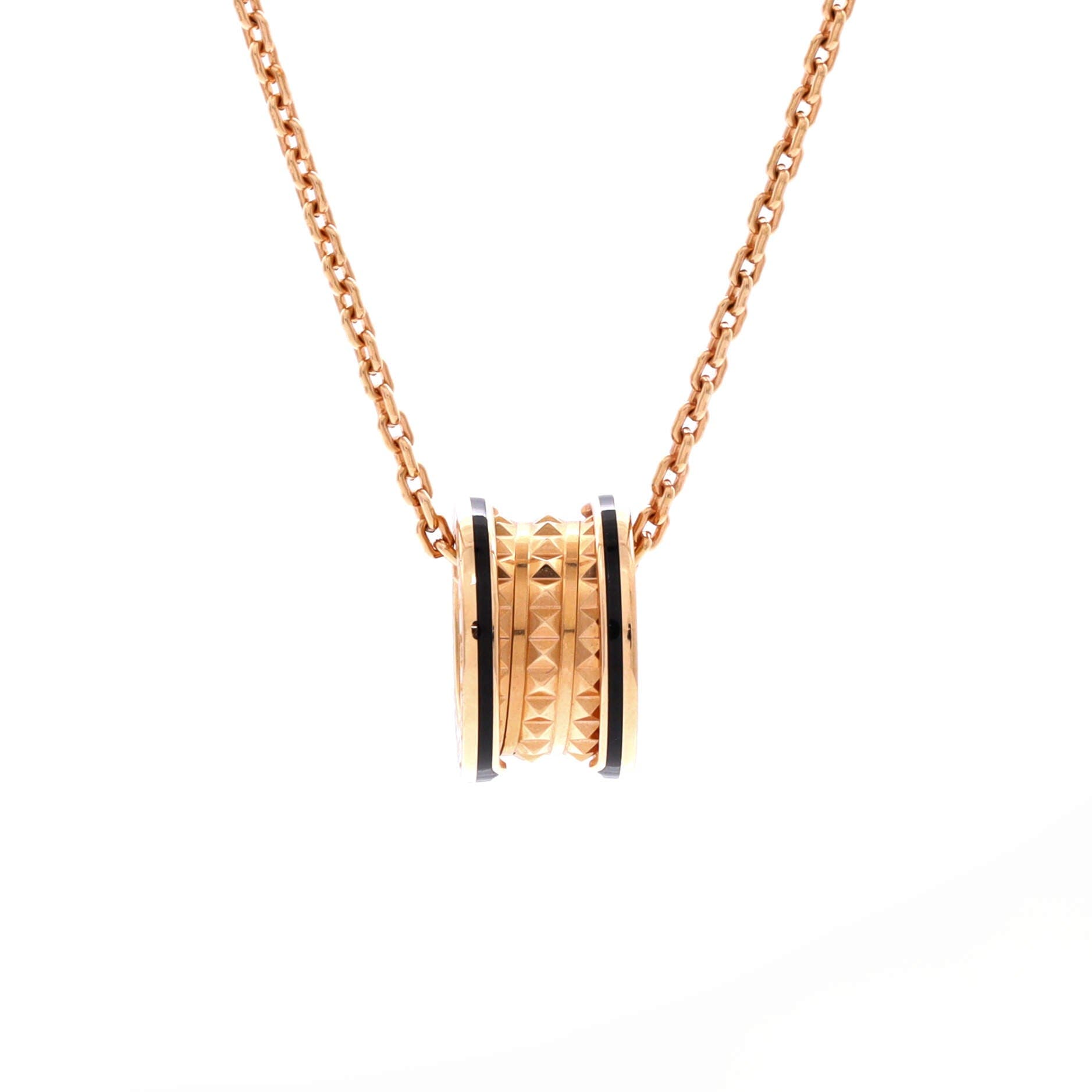 B.Zero 1 Rock Round Pendant Necklace 18K Rose Gold with Ceramic Small, Main, color, Metallic Gold
