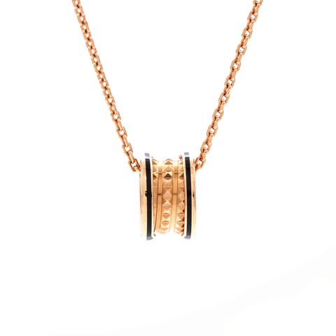 B.Zero 1 Rock Round Pendant Necklace 18K Rose Gold with Ceramic Small
