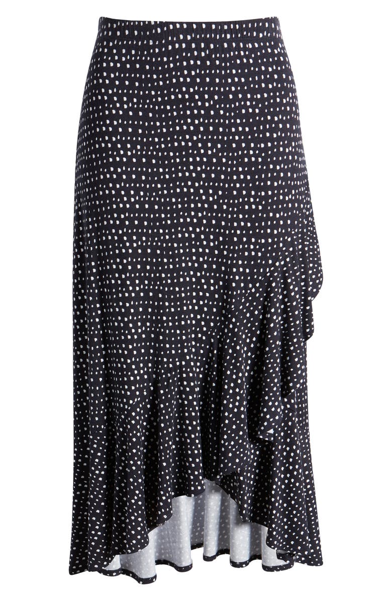 Loveappella Flounce Midi Skirt, Alternate, color, Black/ Ivory