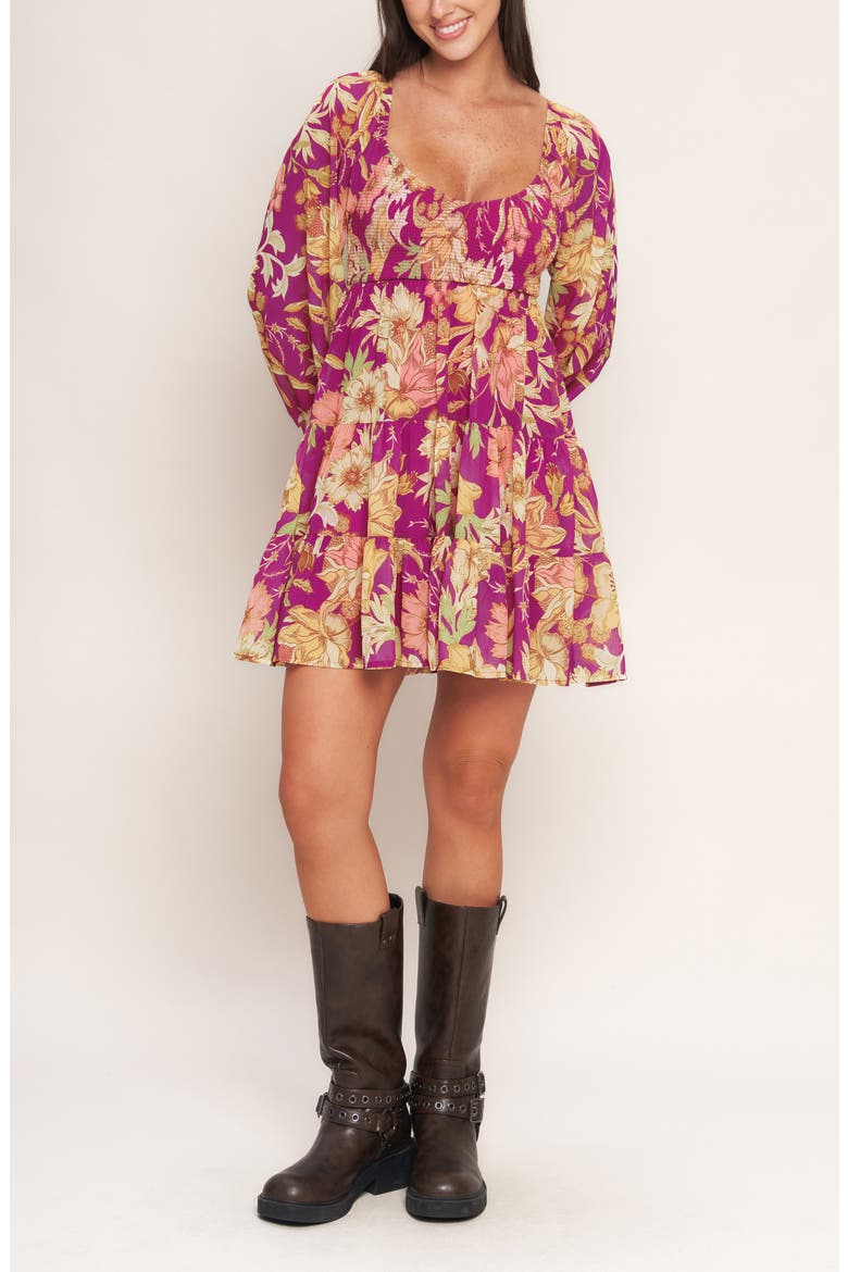 Long Sleeve Minidress, Alternate, color, MAGENTA