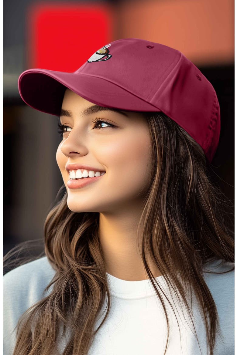 Cappuccino Embroidered Casual Cap, Alternate, color, Maroon