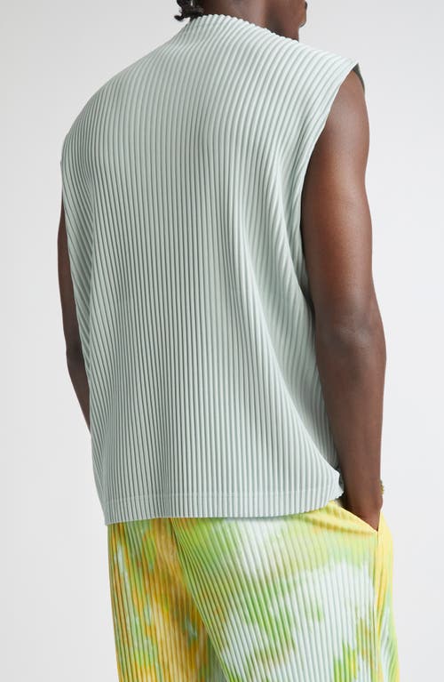 Issey Miyake Homme Plissé  Monthly Colors July Pleated Sleeveless Top In Blue