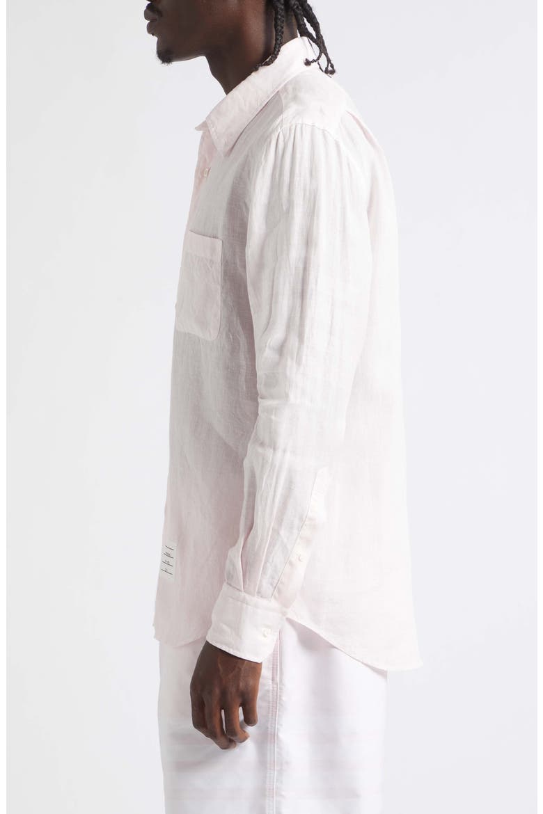 Straight Fit Garment Dye Linen Button-Down Shirt, Alternate, color, LIGHT PINK