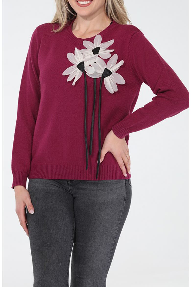 Floral String Sweater, Main, color, BURGUNDY