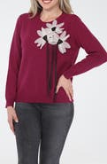 RAIN AND ROSE Floral String Sweater
