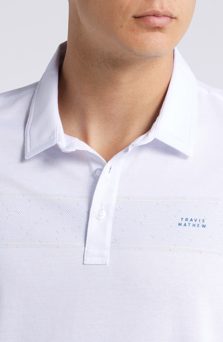 TravisMathew Deck Navigator Chest Stripe Polo, Alternate, color, White