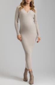 Pietro Brunelli Maternity Rib Long Sleeve Maternity Midi Sweater Dress