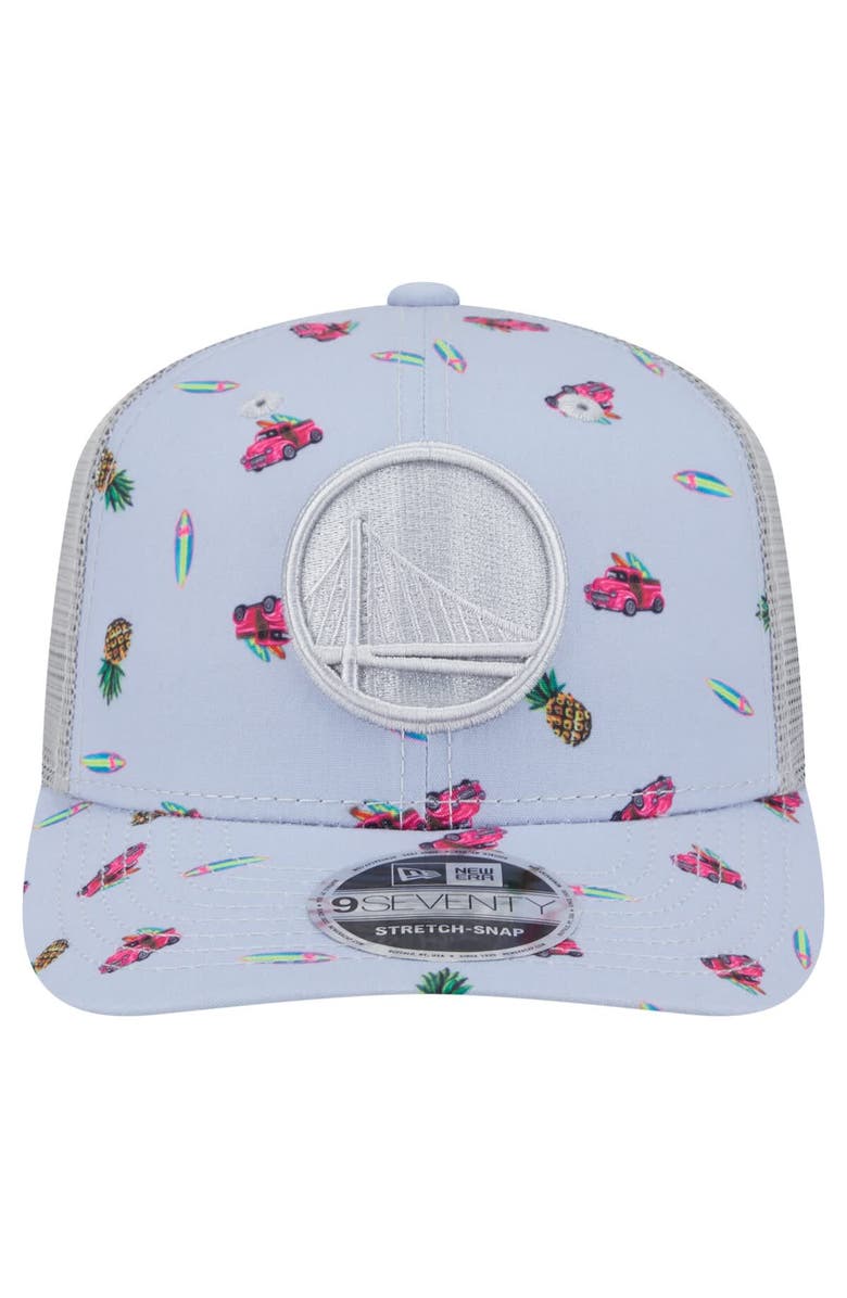 New Era Men's New Era Light Blue/Gray Golden State Warriors Adventure Aloha Pattern 9SEVENTY Stretch-Snap Hat, Alternate, color, Light Blue