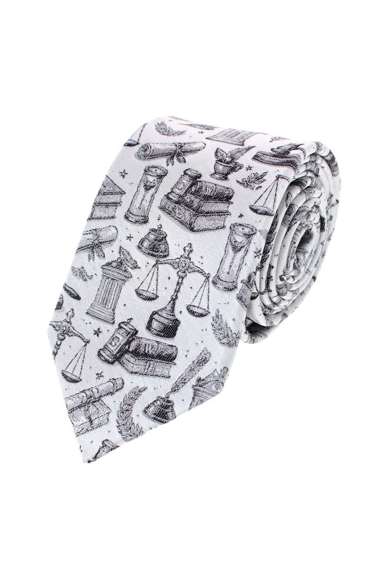 Esquire Law Silk Novelty Necktie, Main, color, Silver