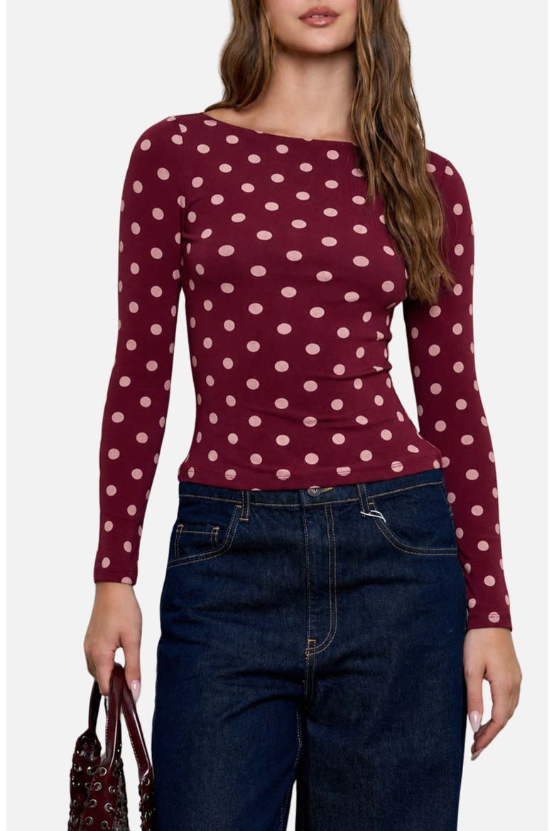 Long Sleeve Knit Top, Main, color, BURGUNDY