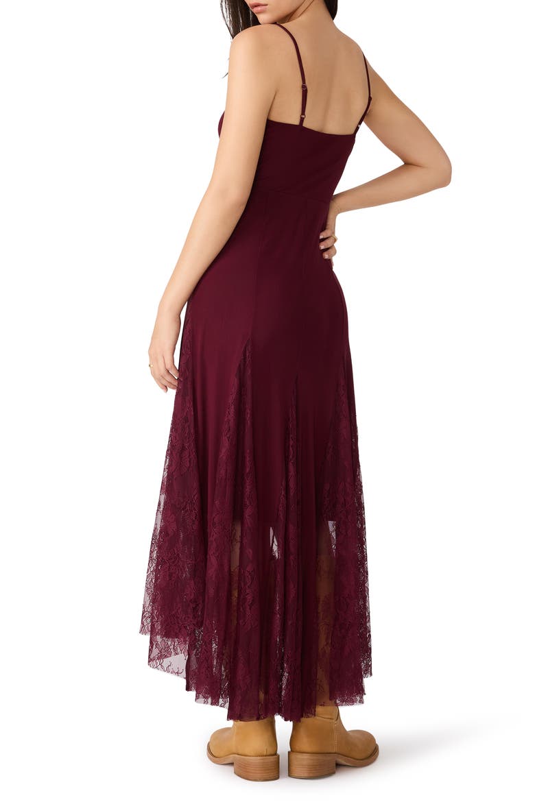 Vita Lace Detail Godet Pleat Dress, Alternate, color, DEEP FIG