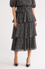 T Tahari Tiered Print Skirt