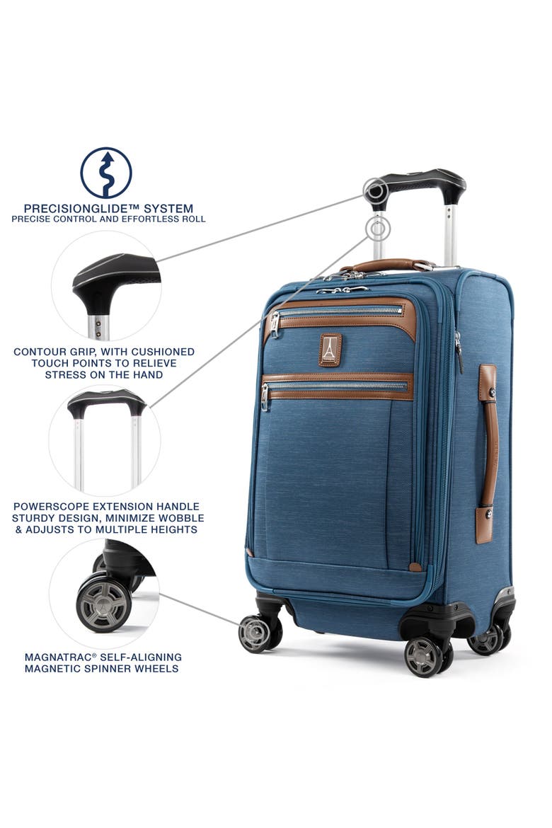 Platinum Elite Softside Expandable 21" Carry On Spinner Luggage, Alternate, color, Coastal Blue