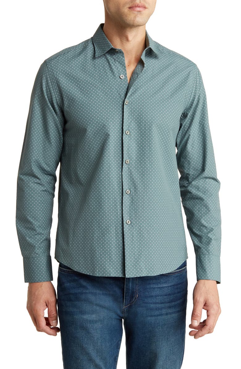 WESTZEROONE Microfloral Long Sleeve Button-Up Shirt, Main, color, 