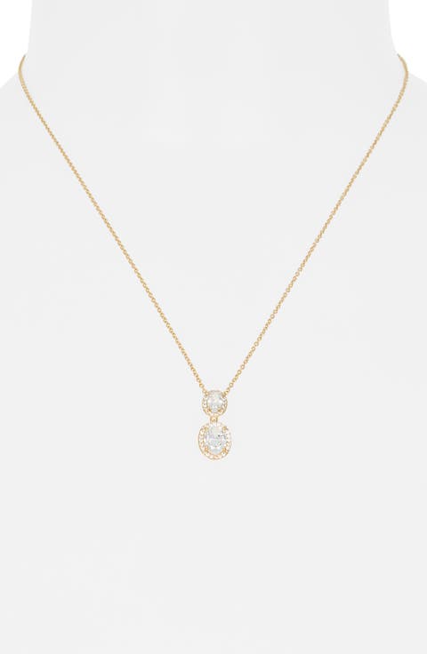 Oval Halo Drop Necklace