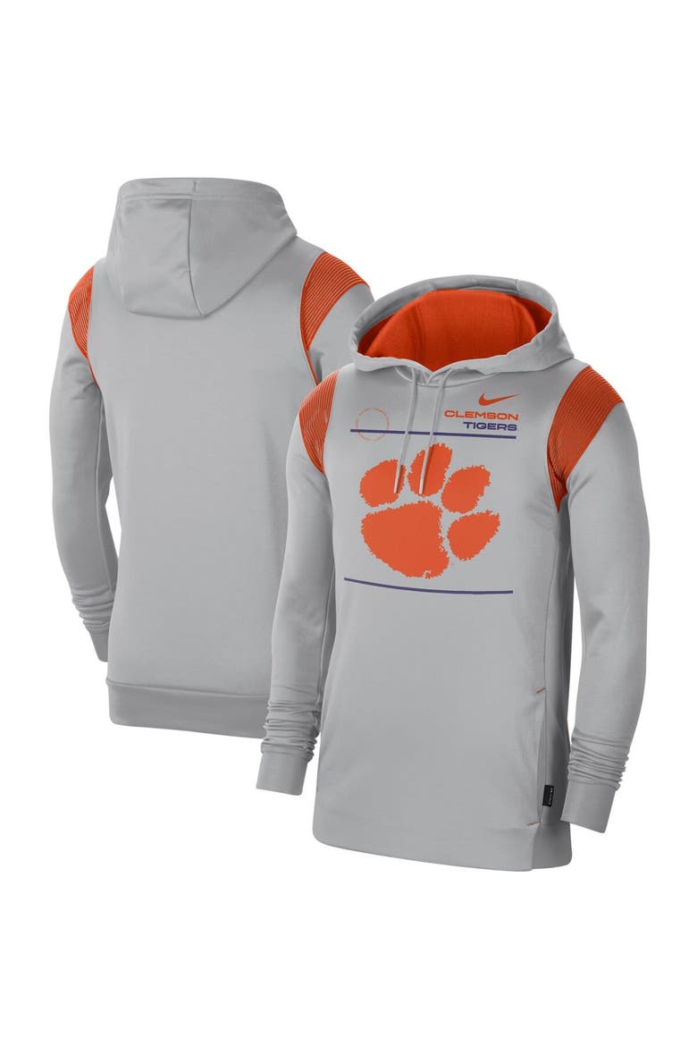 Men's Nike Gray Clemson Tigers 2021 Team Sideline Performance Pullover Hoodie, Main, color, Gray