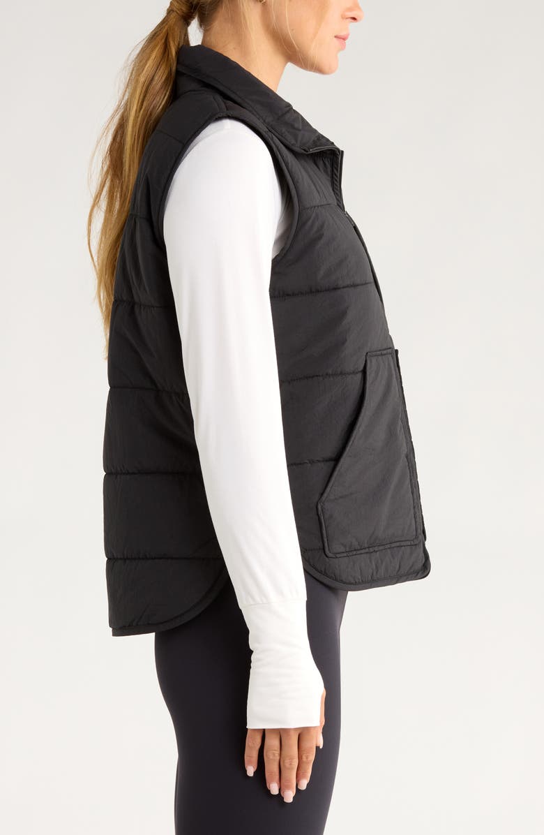 Zella Packable Quilted Vest, Alternate, color, Black