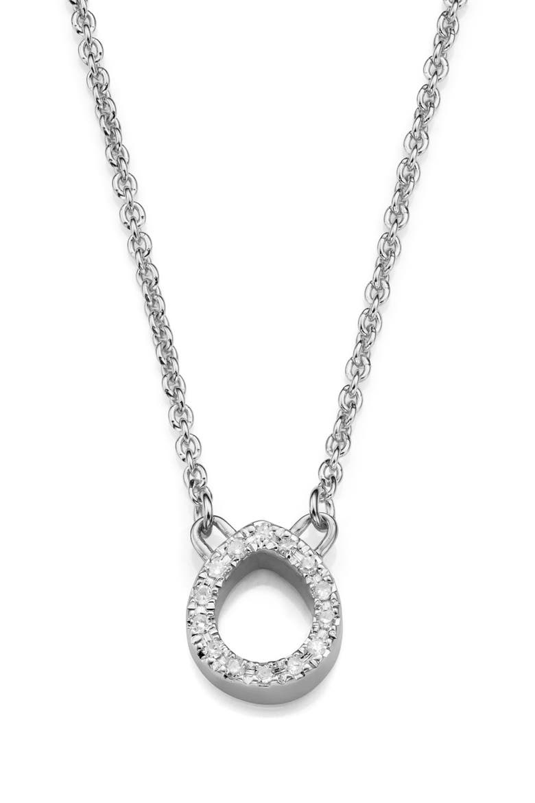 Naida Mini Open Teardrop Pendant Necklace, Main, color, SILVER