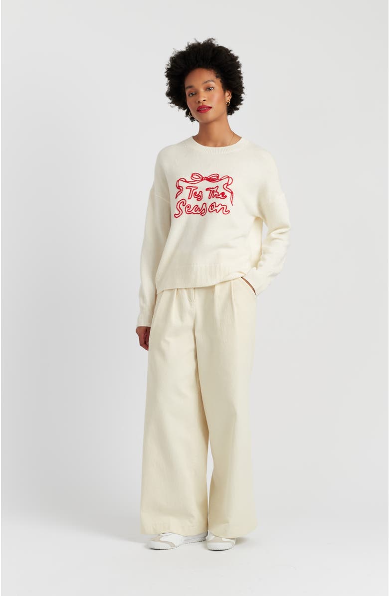 Chinti & Parker Wool-Cashmere Tis The Season Sweater, Alternate, color, Cream