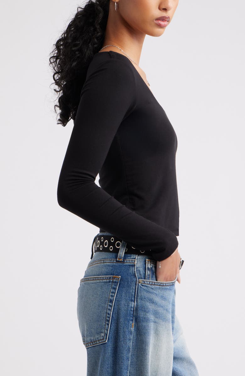 BP. Long Sleeve Square Neck T-Shirt, Alternate, color, Black