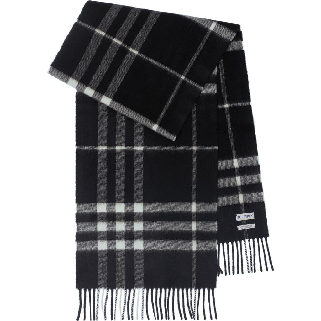 Burberry Check Cashmere Scarf In Black/calico