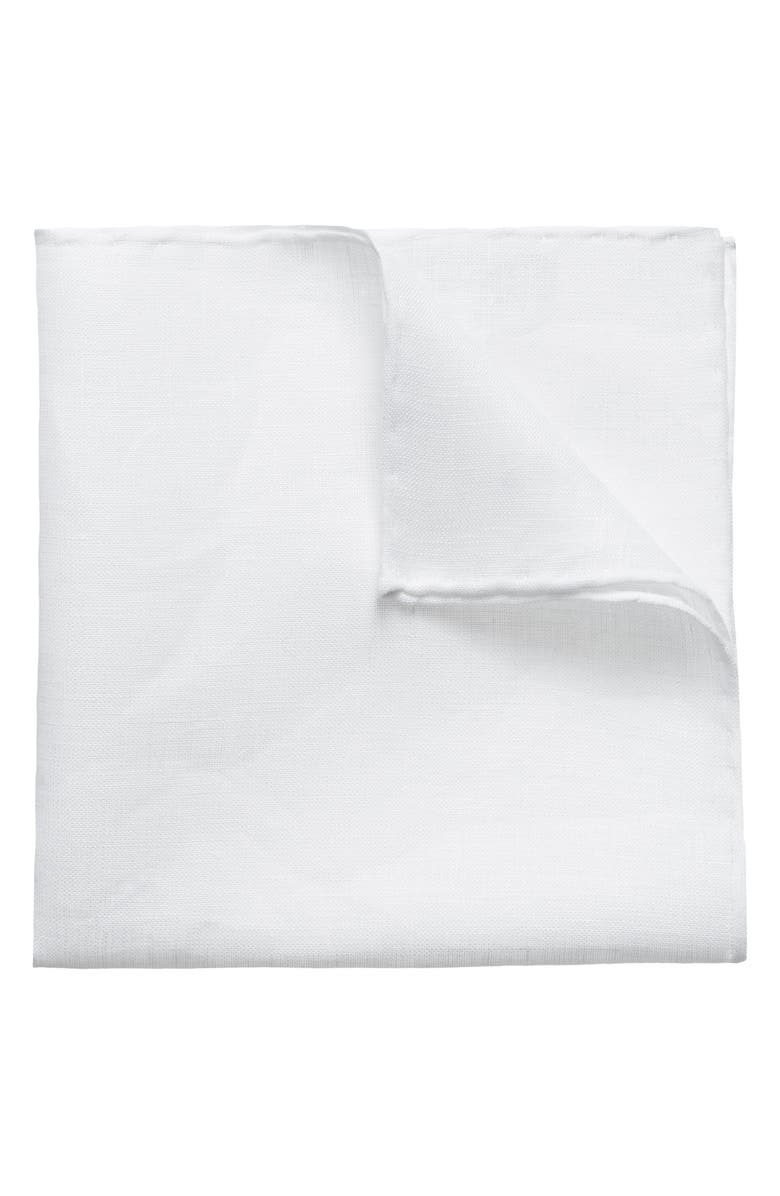 Eton Solid Linen Pocket Square, Alternate, color, White
