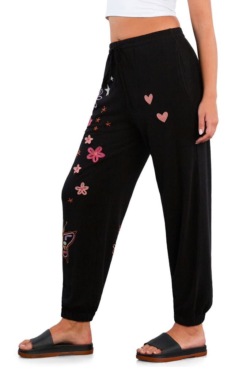 Billy T In Full Bloom Embroidered Joggers, Alternate, color, Ink