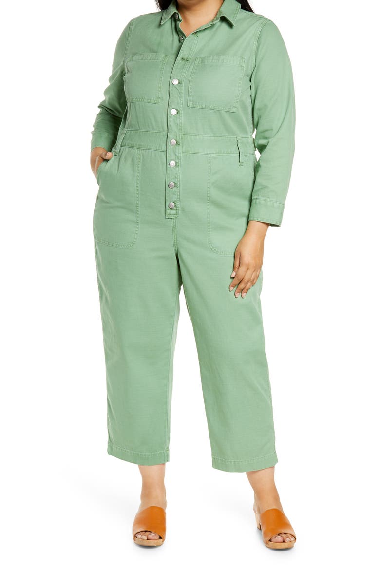 Garment Dyed Relaxed Coverall Jumpsuit, Main, color, PALE EVERGREEN