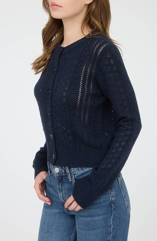 Blu Pepper Pointelle Cardigan In Blue