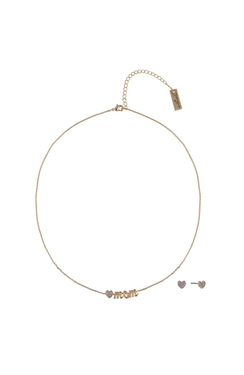 Hallmark Gold Tone Grandma Cluster Charm Necklace and Earring Set, Main, color, Gold