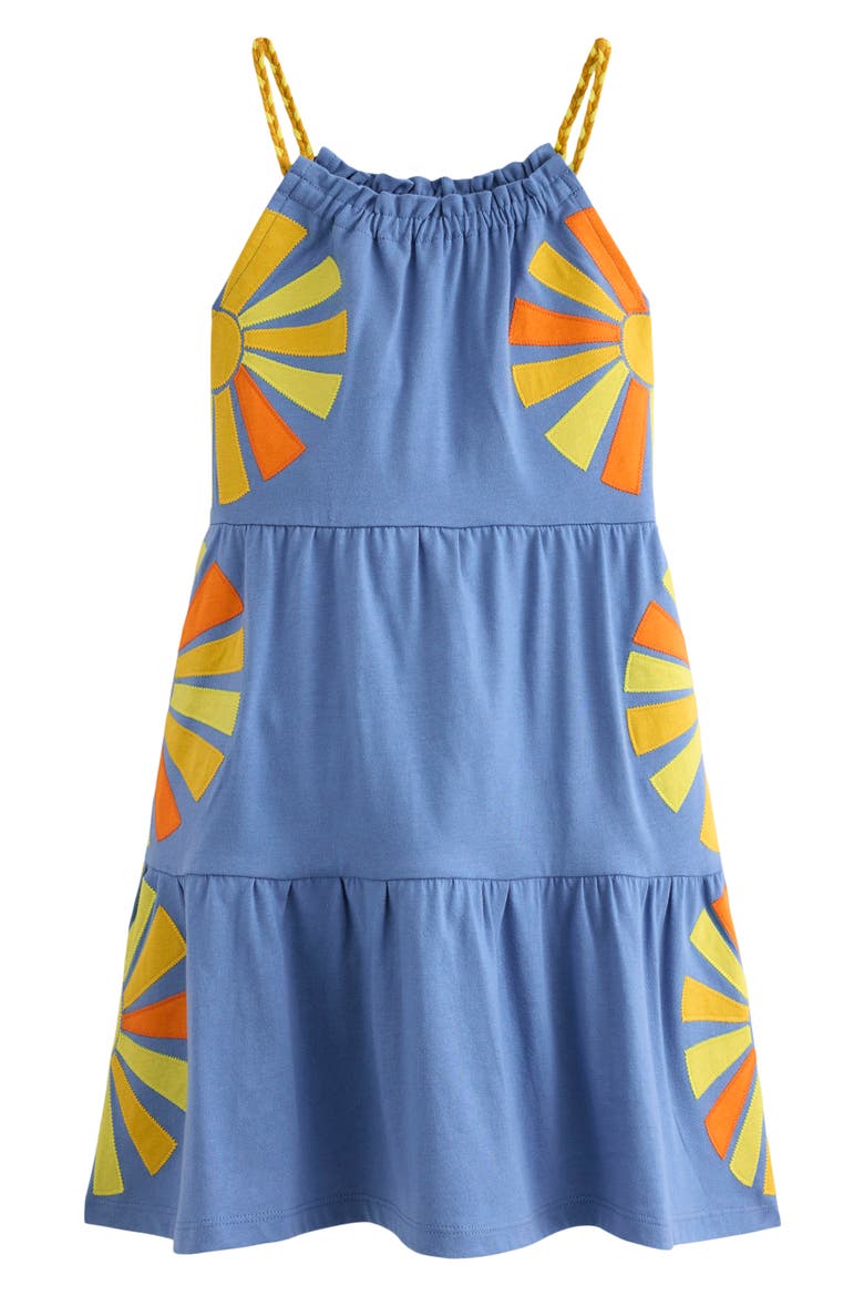 Kids' Enola Appliqué Jersey Dress, Main, color, SALT BLUE SUNRAYS