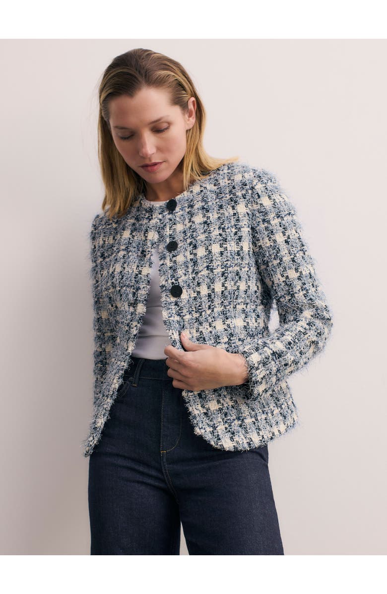 The Fold Sunbury Tweed Jacket, Main, color, Navy