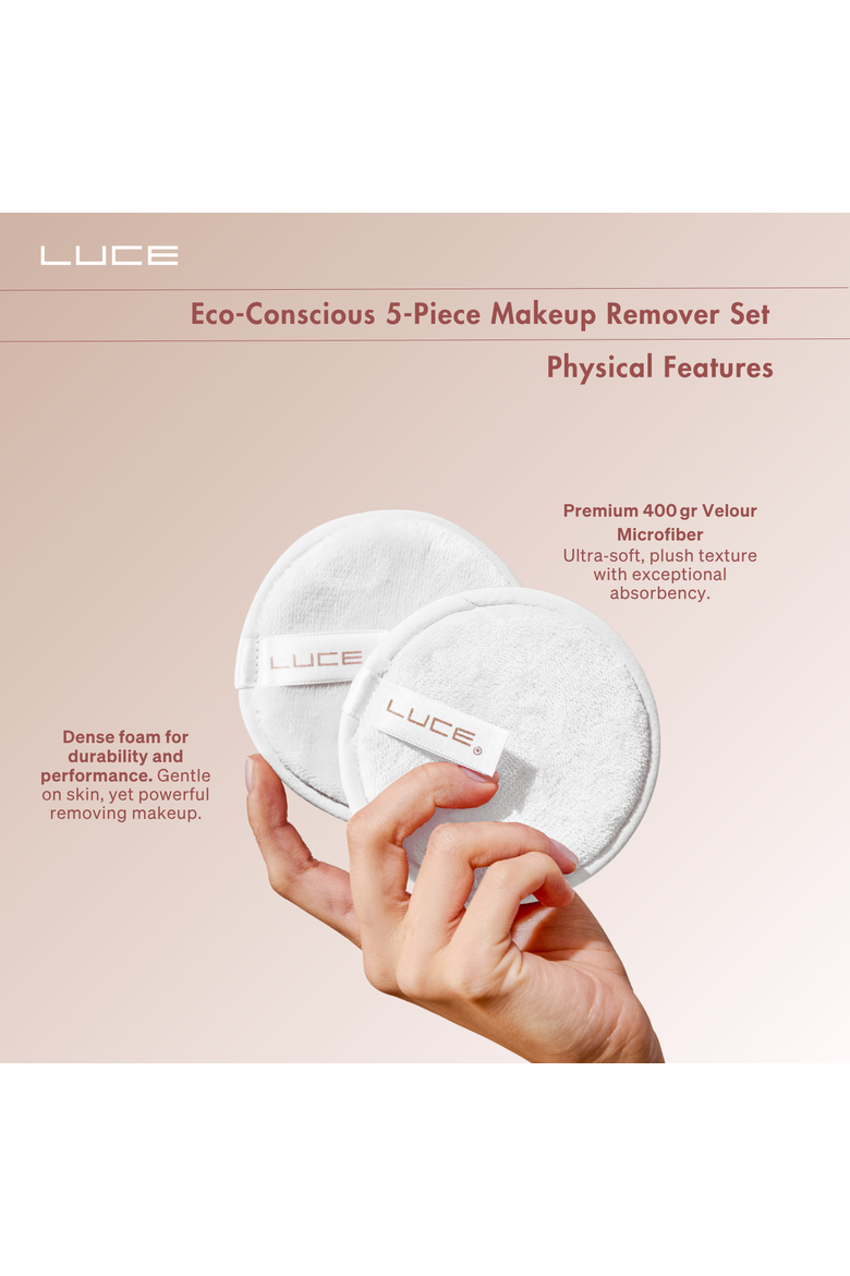 Eco-Conscious 5-Piece Makeup Remover Set - Soft & Effective, Alternate, color, WHITE