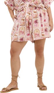 City Chic Postcard Print Shorts