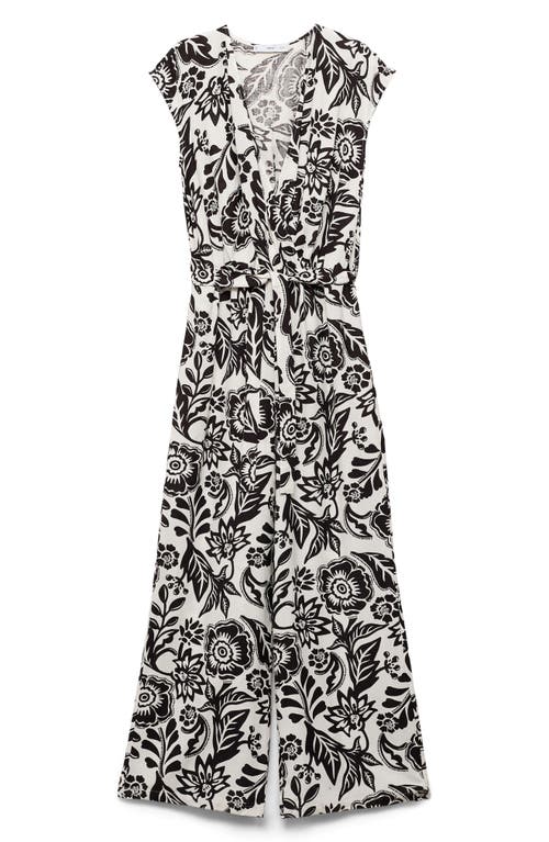 Mango Floral Belted Jumpsuit In White