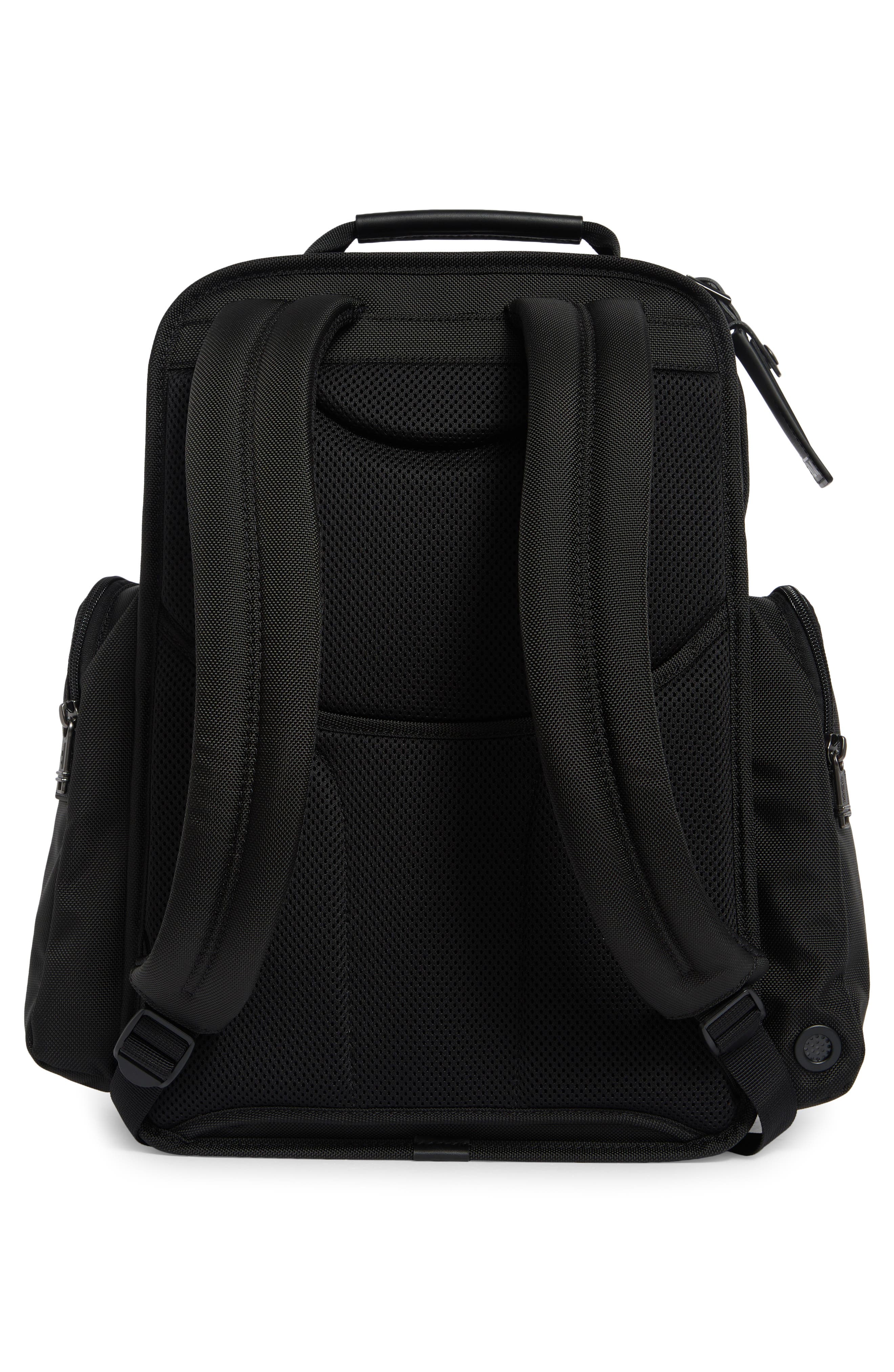 Brief Pack Nylon & Leather Backpack, Alternate, color, BLACK