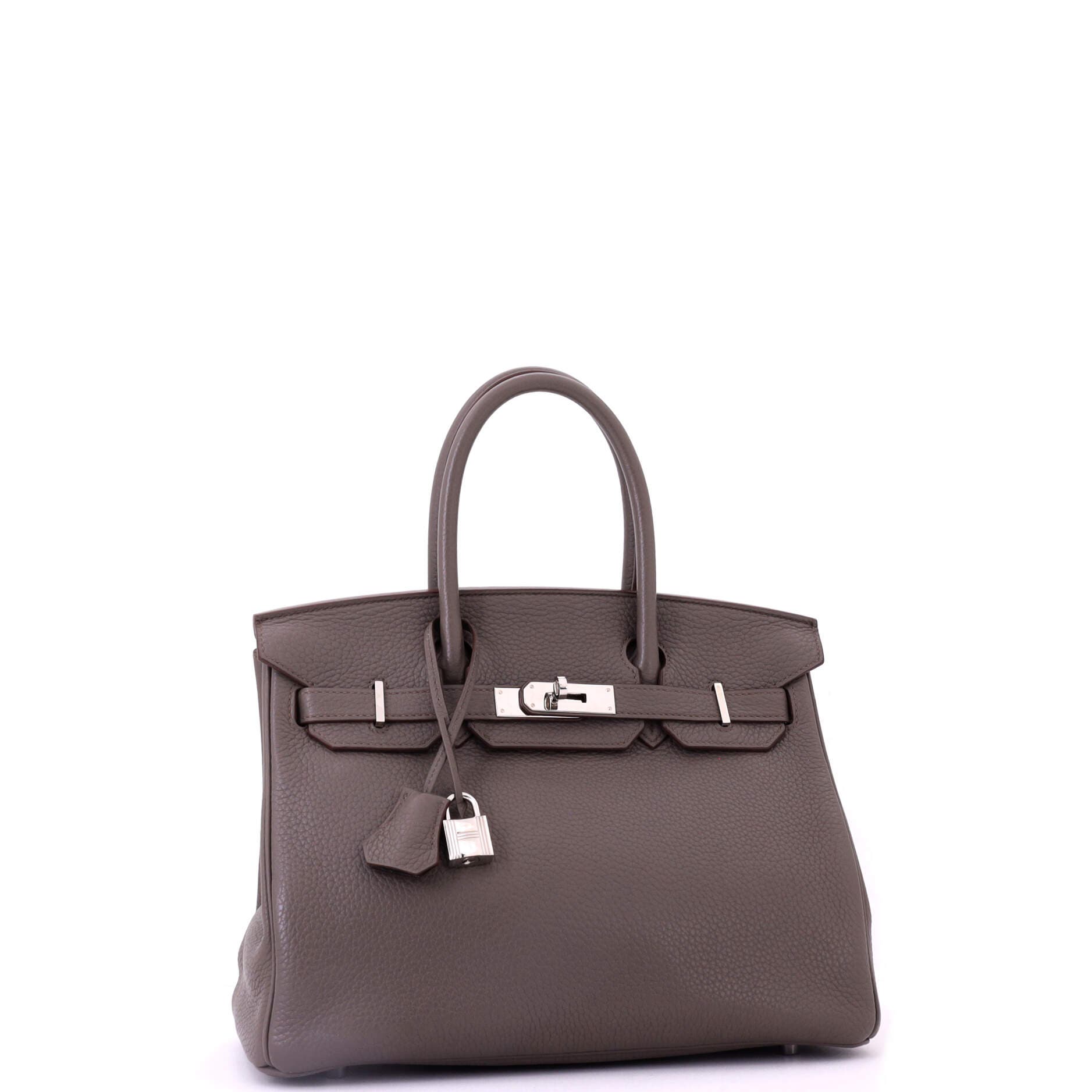 Pre-Owned Hermes Birkin Handbag Grey Clemence with Palladium Hardware 30, Alternate, color, 