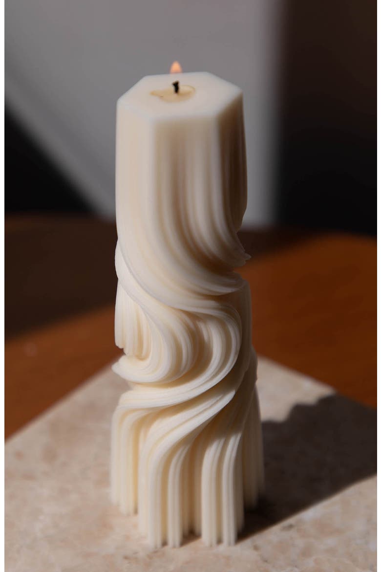 Swirl Pillar Candle, Alternate, color, IVORY
