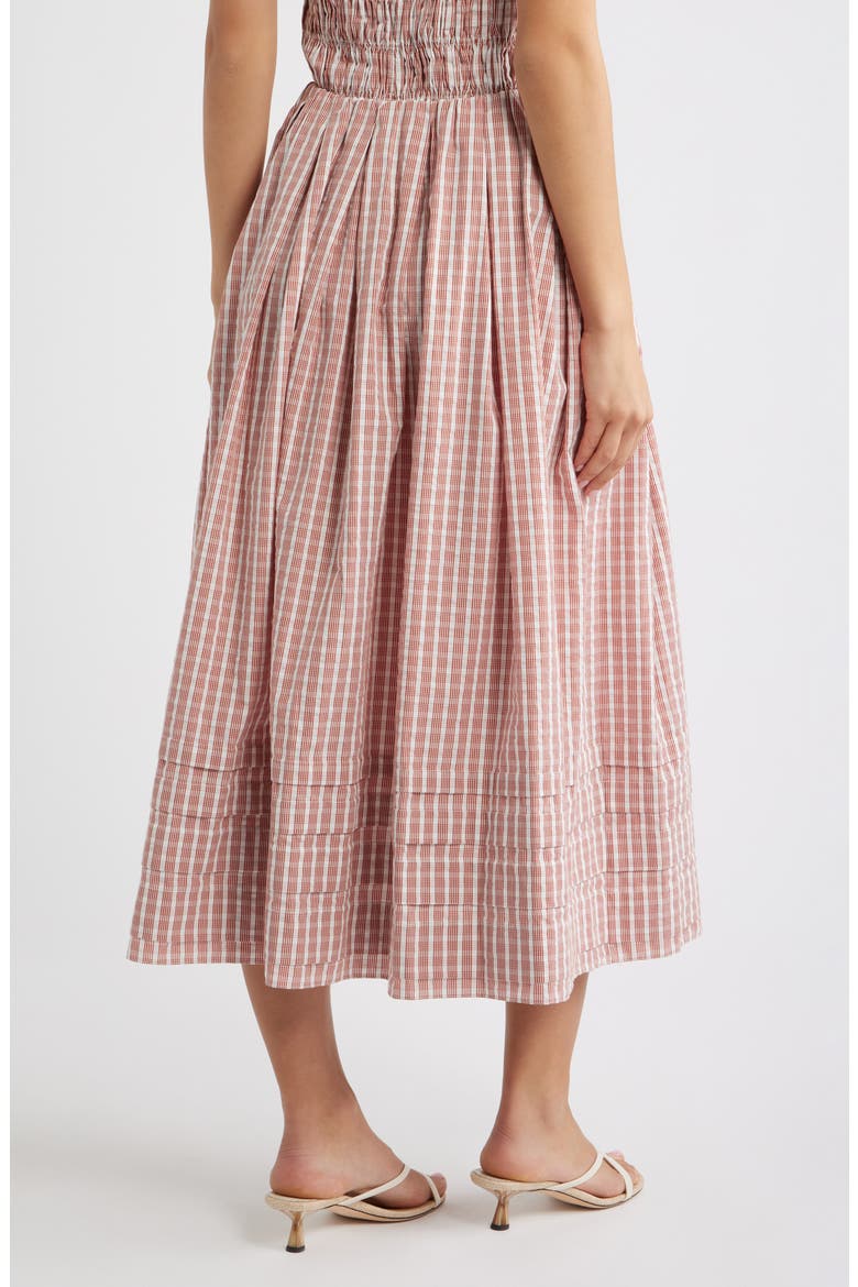 Cales Gingham Check Cotton Midi Skirt, Alternate, color, PALOMA CHECK-CINNAMON WHITE