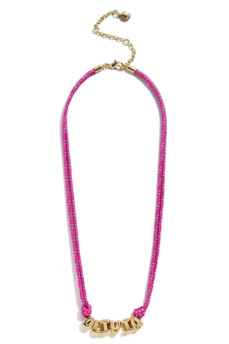 Bubble Letter Custom Paracord Necklace, Alternate, color, PINK