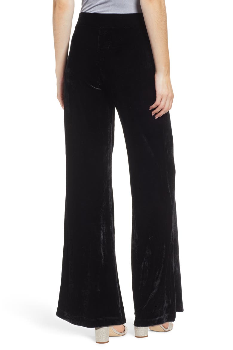 Velvet Flare Pants, Alternate, color, EBONY