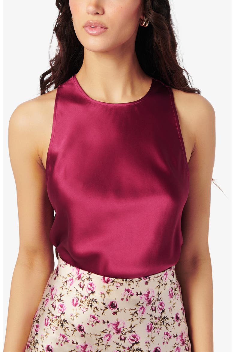 Floriana Racerback Silk Tank, Main, color, SNAPDRAGON