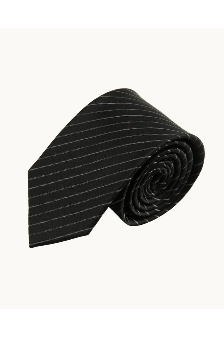 Pinstriped Silk Jacquard Tie, Main, color, Jet Black