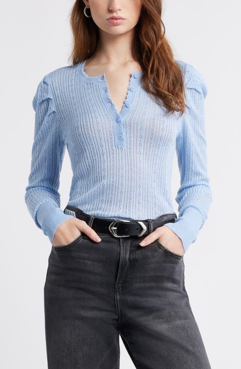 Pointelle Henley Sweater