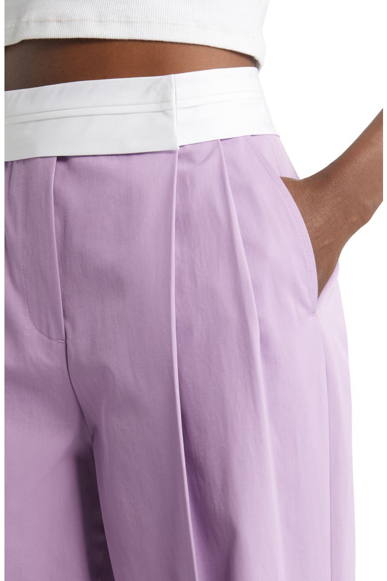 Gentlewoman Pleated High Waist Cotton Gabardine Trousers, Alternate, color, LILAC