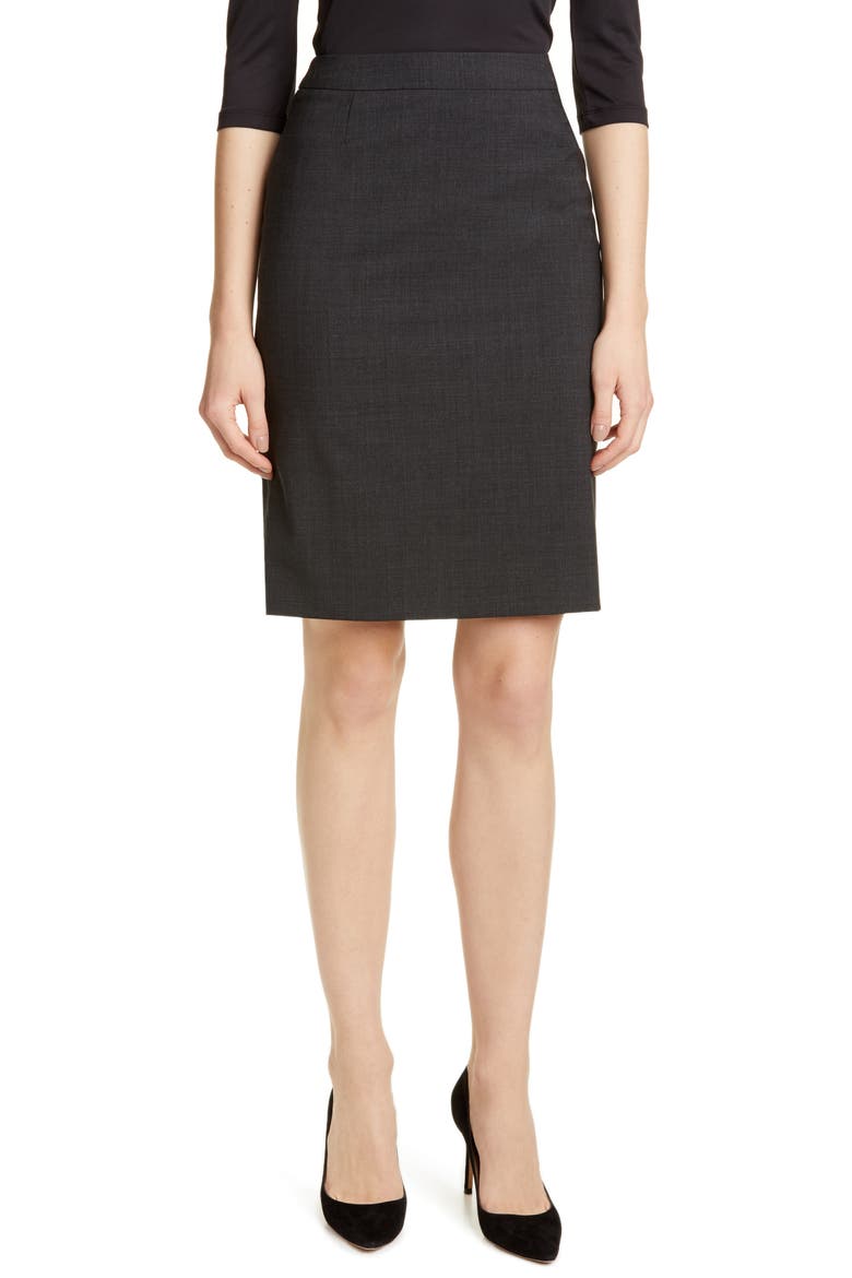 Vilea Tropical Stretch Wool Pencil Skirt, Main, color, CHARCOAL